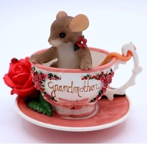 Fitz & Floyd Charming Tails World's Finest Grandma‎ Mouse Teacup Figurine 89/250